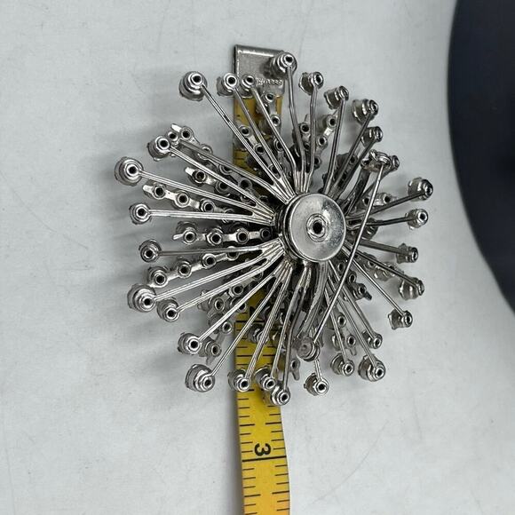 Sputnik Vintage Starburst Cluster Pin Brooch‎ Bright Sparkling Clear Rhinestones - Picture 9 of 9